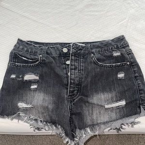 Black denim shorts